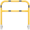 Protective bar made of steel tubing | 60 x 2.5 mm | with crossbar | for wall mounting | total width: 1200 mm | hot-dip galvanized and yellow coatedwith three black reflecting stripes